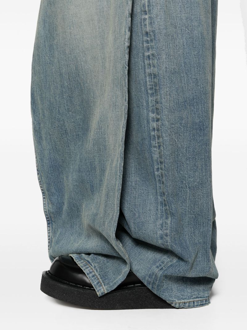 Blue Double Front Wide-leg Jeans