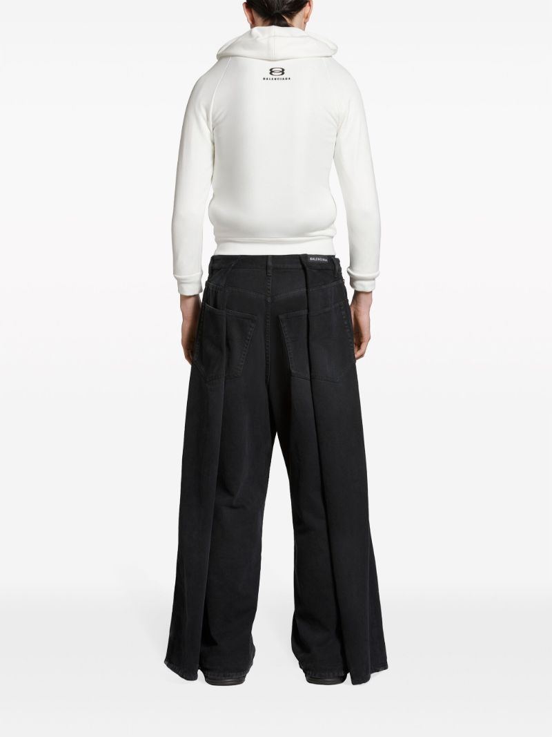 Black Double Side Wide-leg Jeans