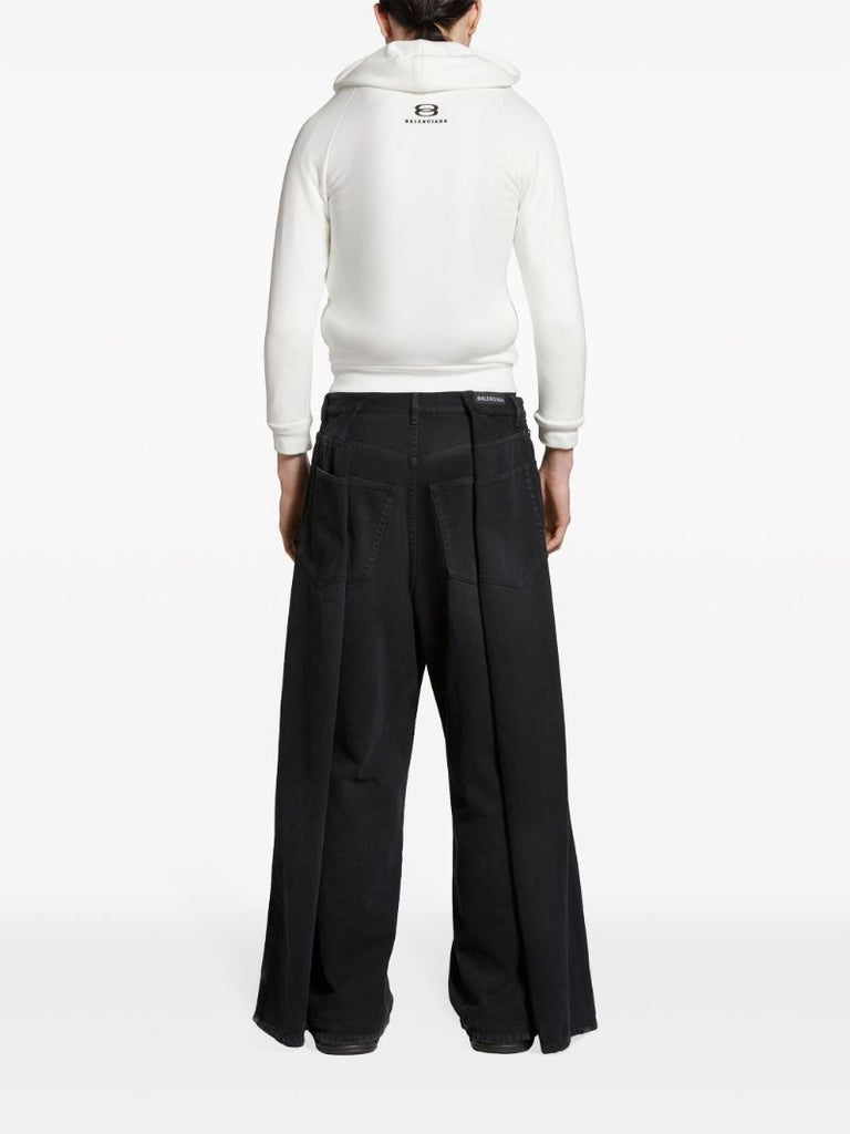 Black Double Side Wide-leg Jeans