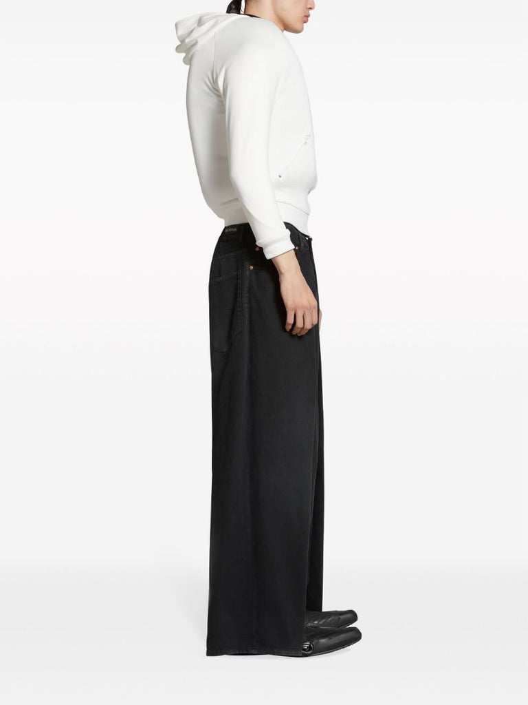 Black Double Side Wide-leg Jeans