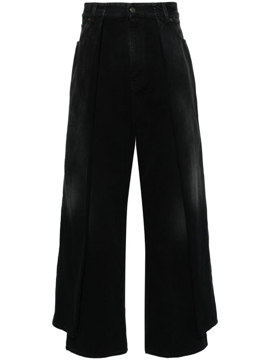 Black Double Side Wide-leg Jeans