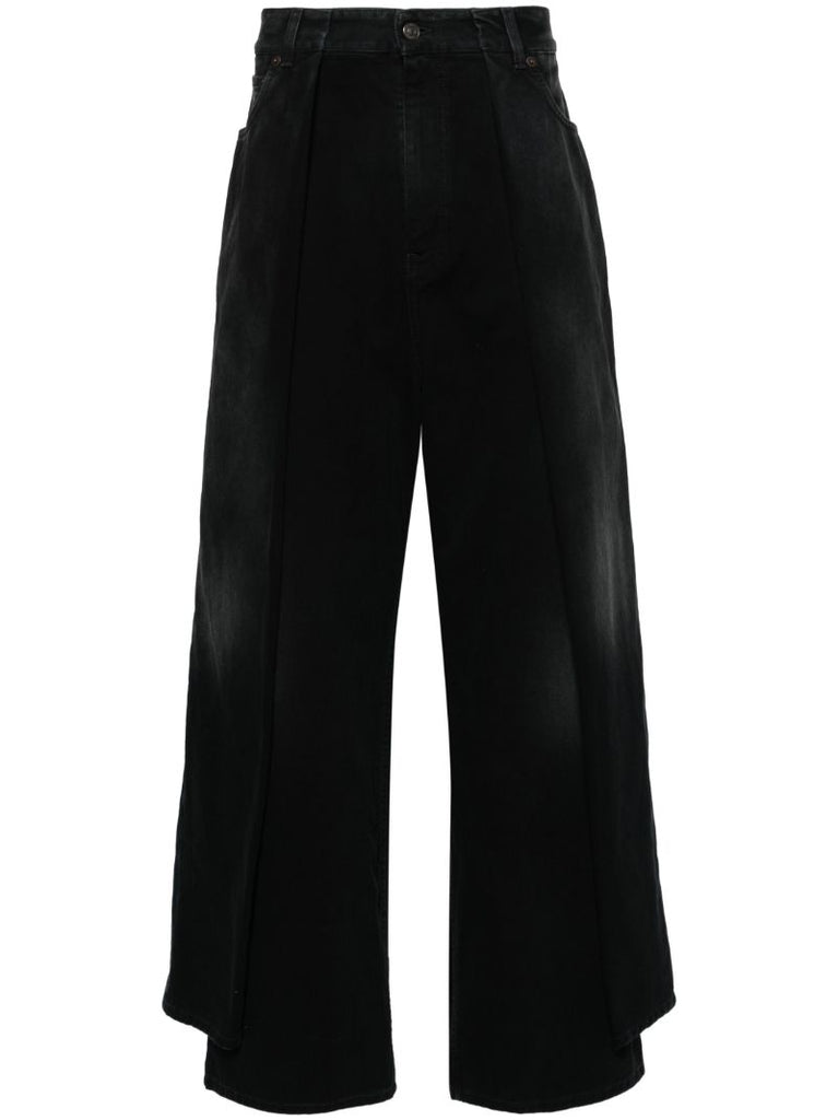 Black Double Side Wide-leg Jeans
