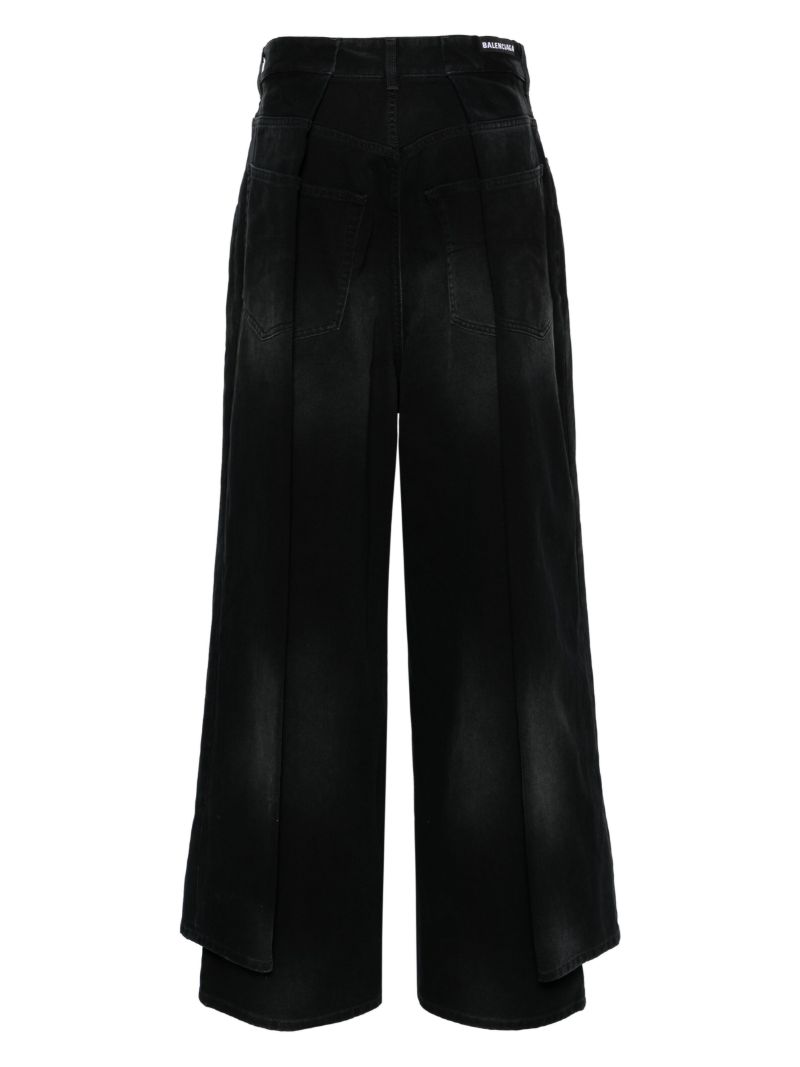 Black Double Side Wide-leg Jeans