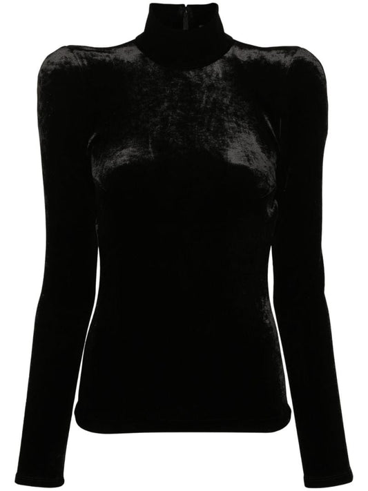 Black High-neck Velvet Top