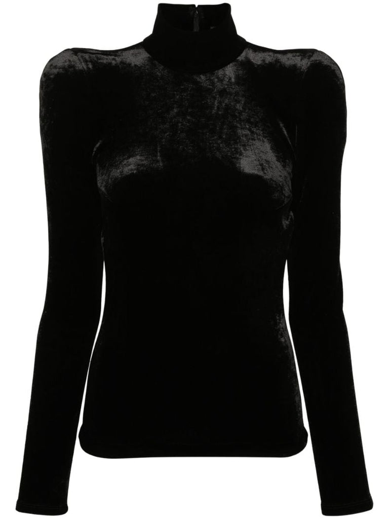 Black High-neck Velvet Top