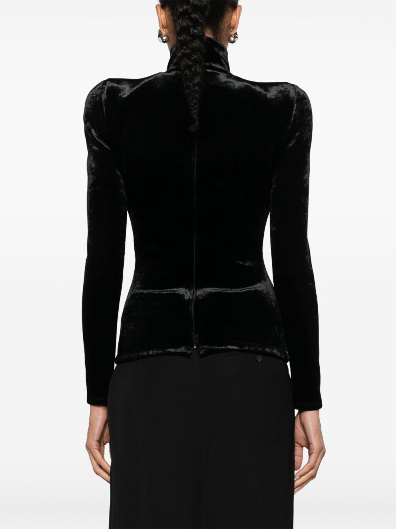 Black High-neck Velvet Top