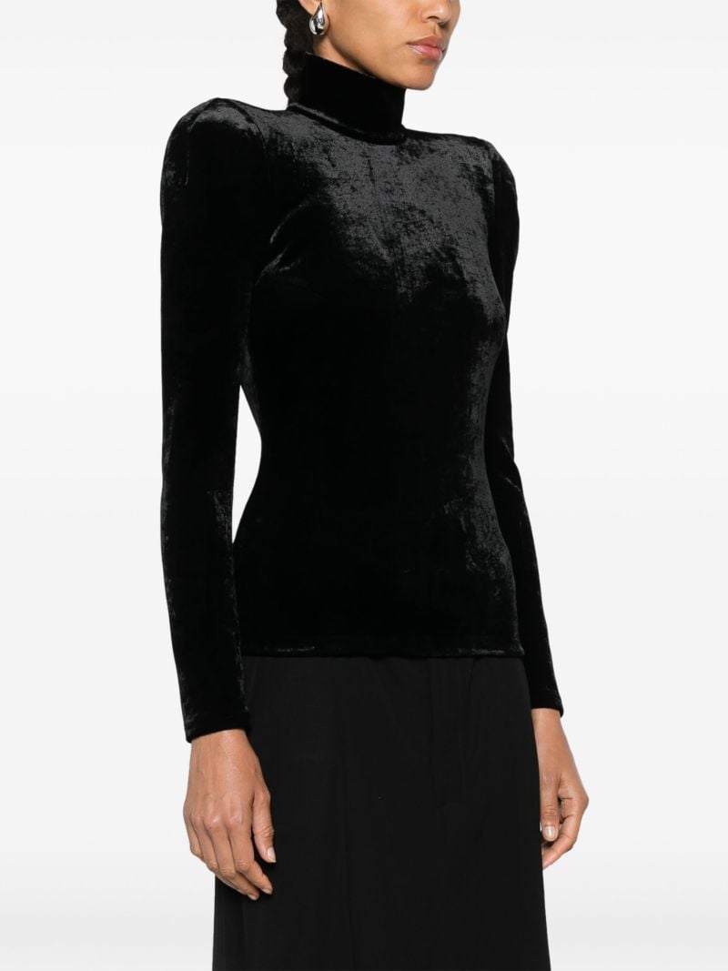 Black High-neck Velvet Top