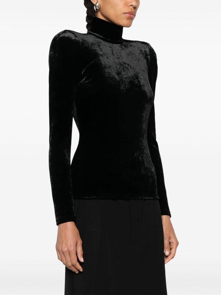 Black High-neck Velvet Top