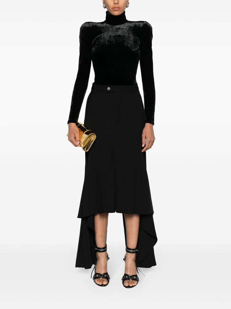 Black Deconstructed Godet Skirt