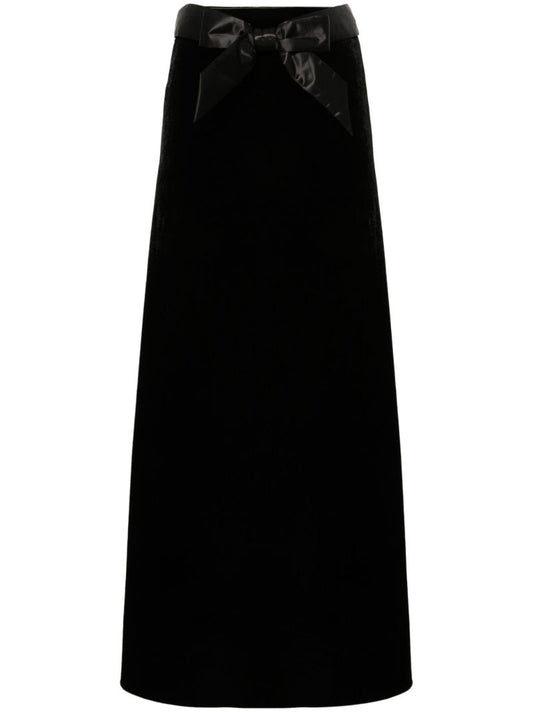 Black A-line Velvet Skirt