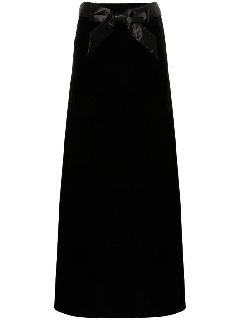 Black A-line Velvet Skirt