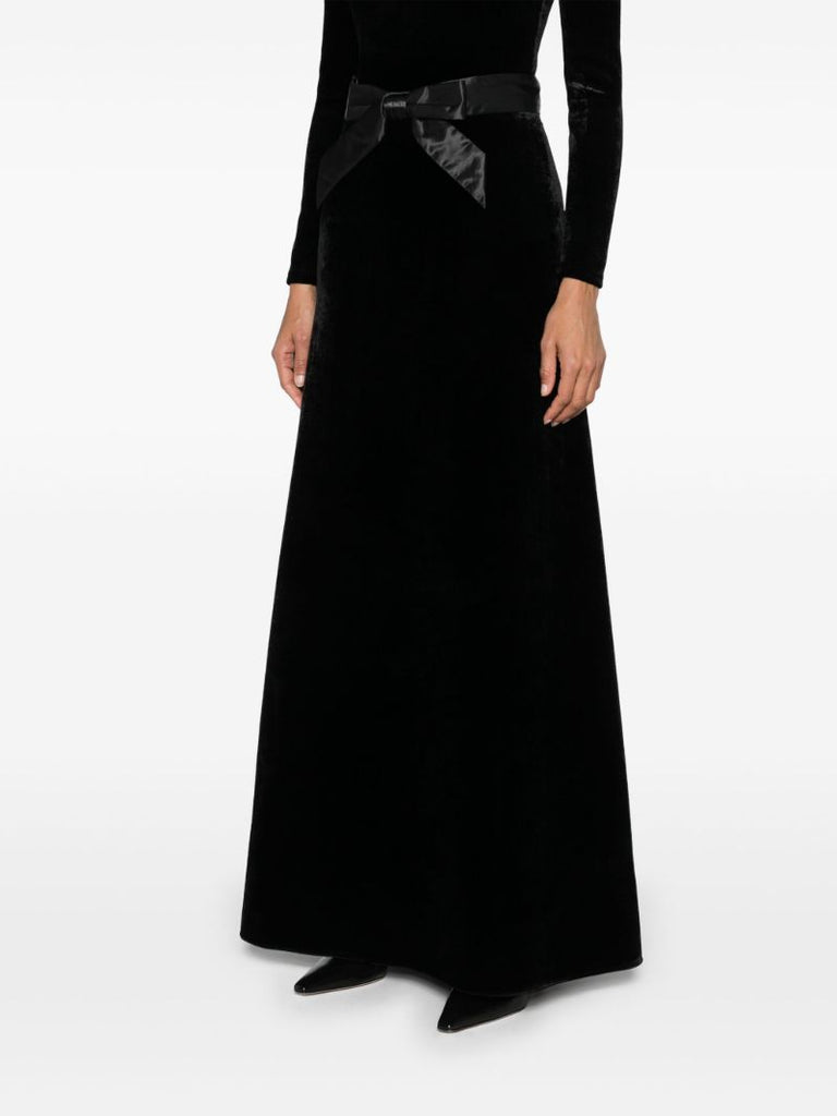 Black A-line Velvet Skirt