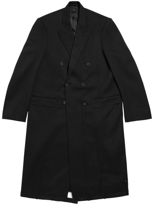 Black Double-breasted Wool Coat