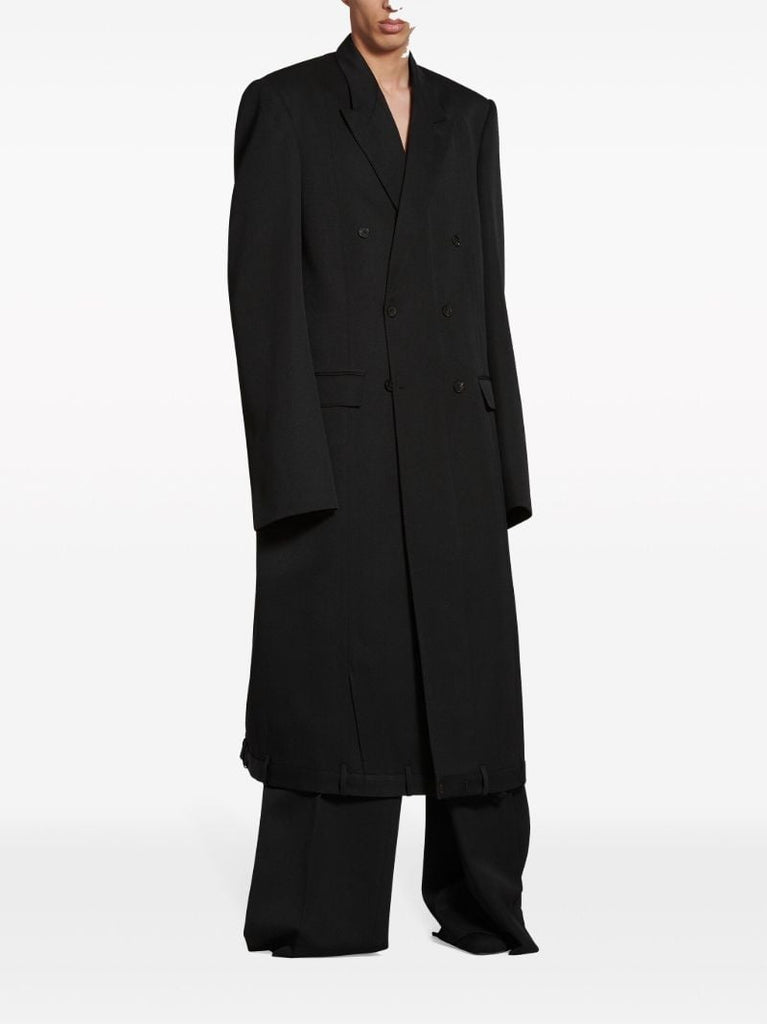Black Double-breasted Wool Coat