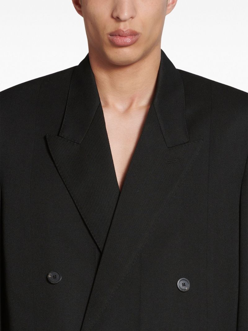 Black Double-breasted Wool Coat