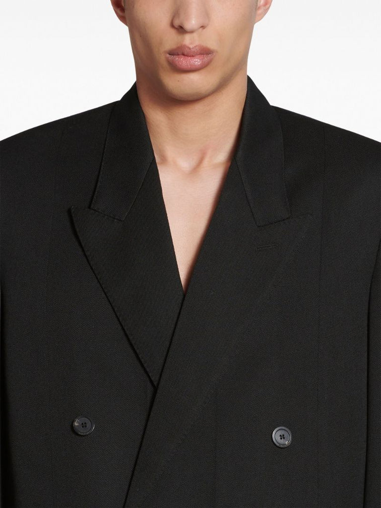 Black Double-breasted Wool Coat