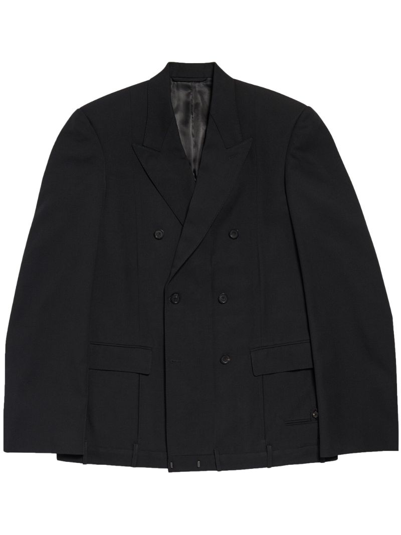 Black Double-breasted Virgin-wool Blazer