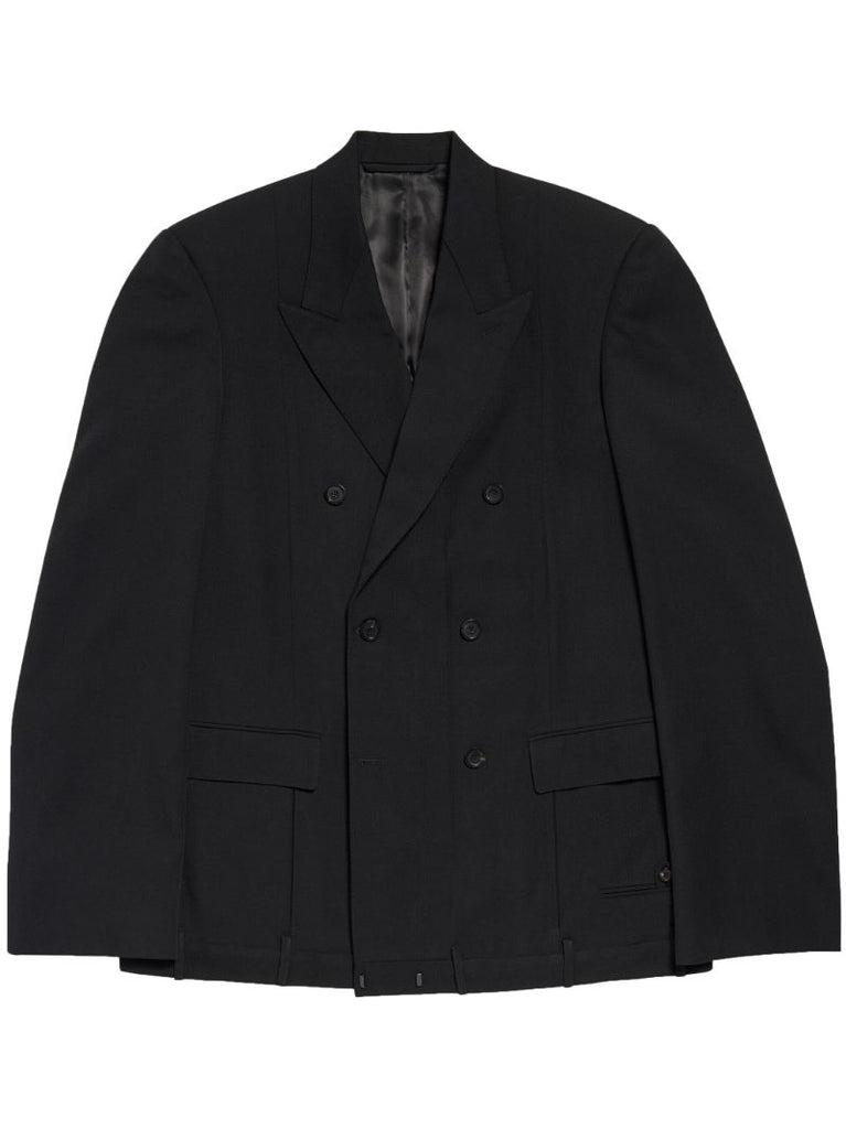 Black Double-breasted Virgin-wool Blazer