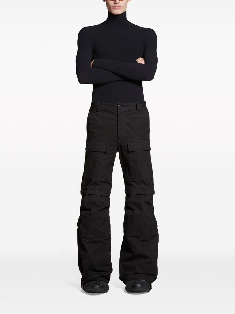 Black Cargo Cotton Trousers