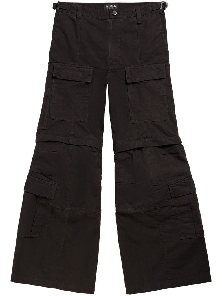 Black Cargo Cotton Trousers