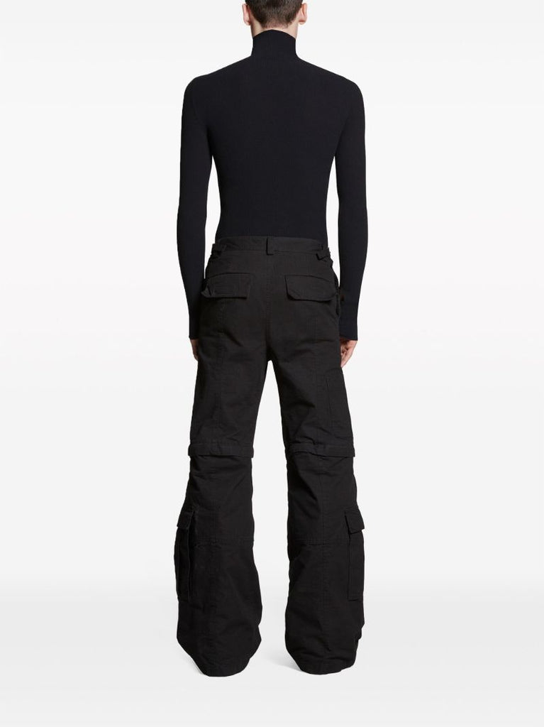 Black Cargo Cotton Trousers