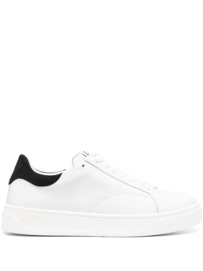 White Logo-patch Leather Sneakers