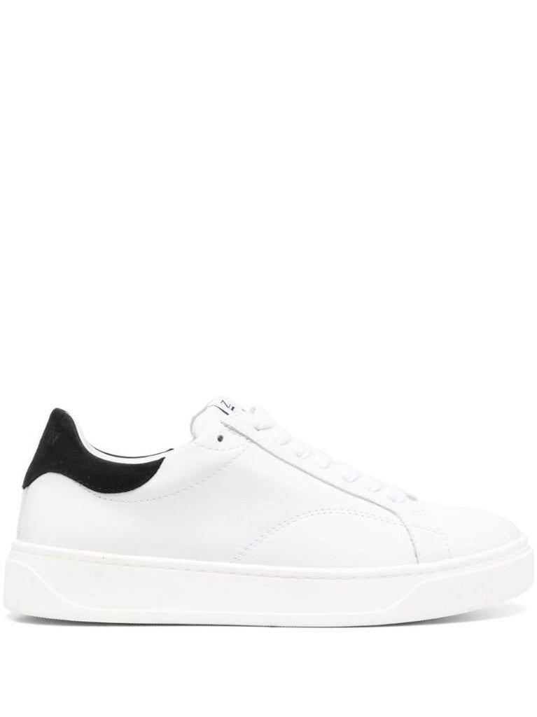 White Logo-patch Leather Sneakers