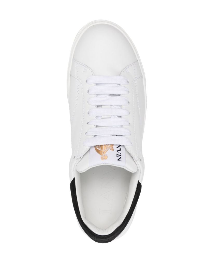 White Logo-patch Leather Sneakers