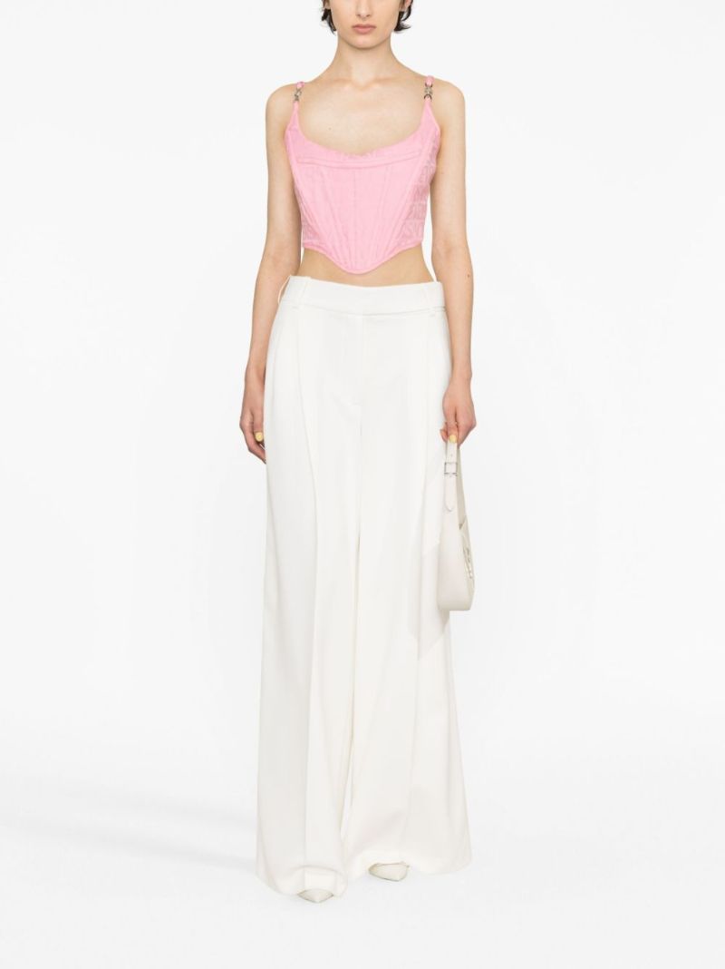 Pink Logo-jacquard Corset Top