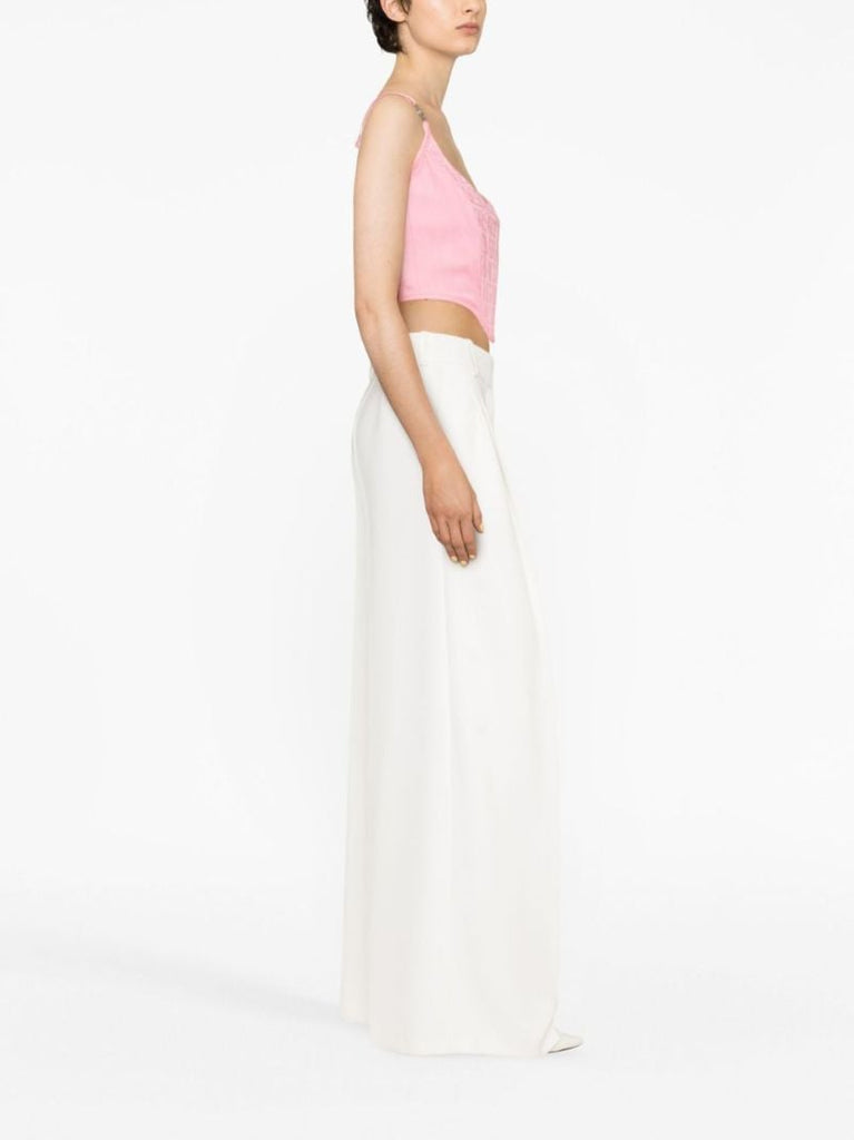 Pink Logo-jacquard Corset Top