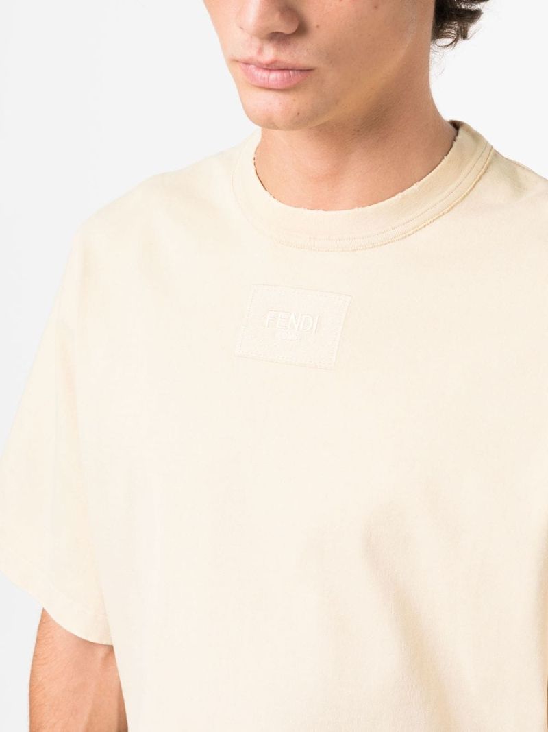 Yellow Embroidered Logo Cotton T-shirt