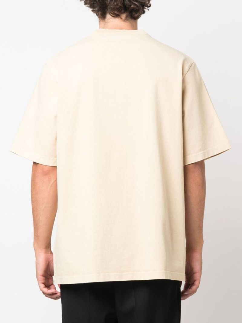 Yellow Embroidered Logo Cotton T-shirt