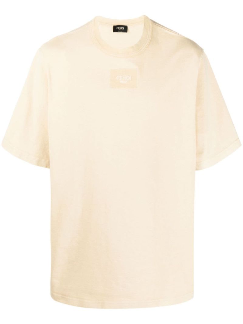 Yellow Embroidered Logo Cotton T-shirt