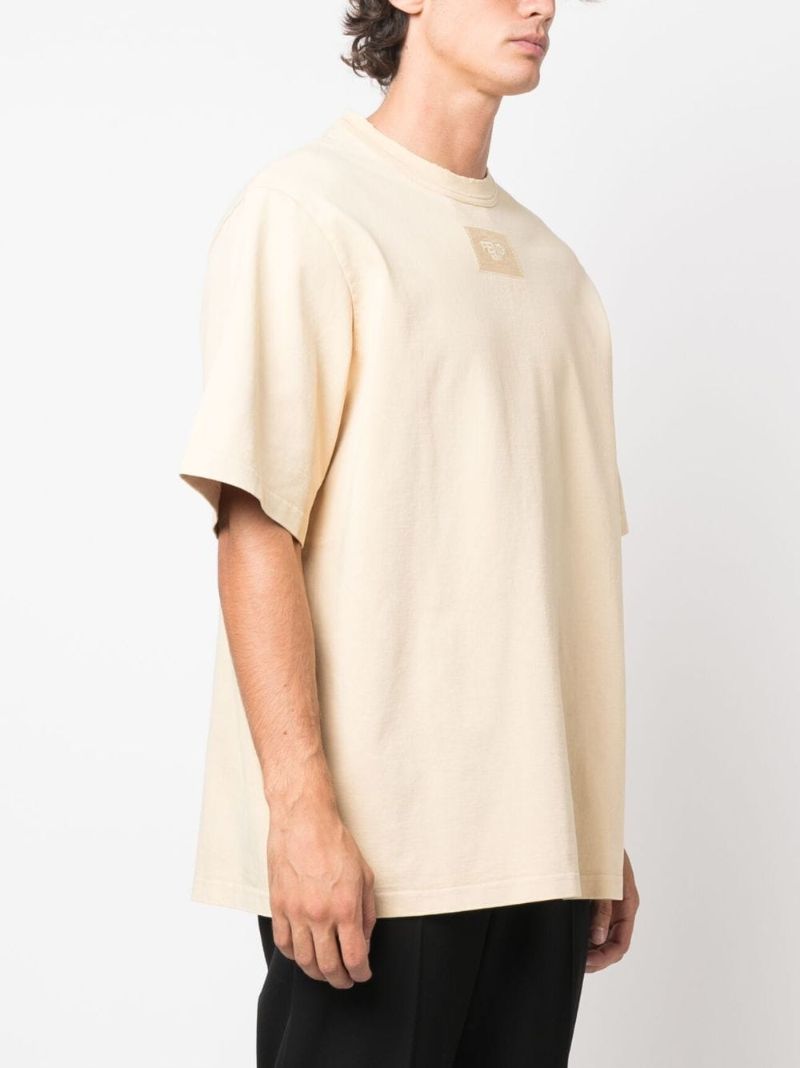 Yellow Embroidered Logo Cotton T-shirt