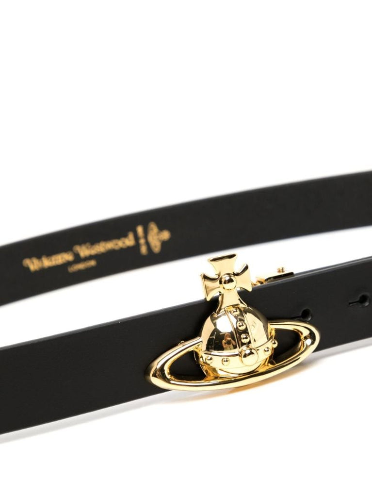 Black Orb-buckle Leather Belt