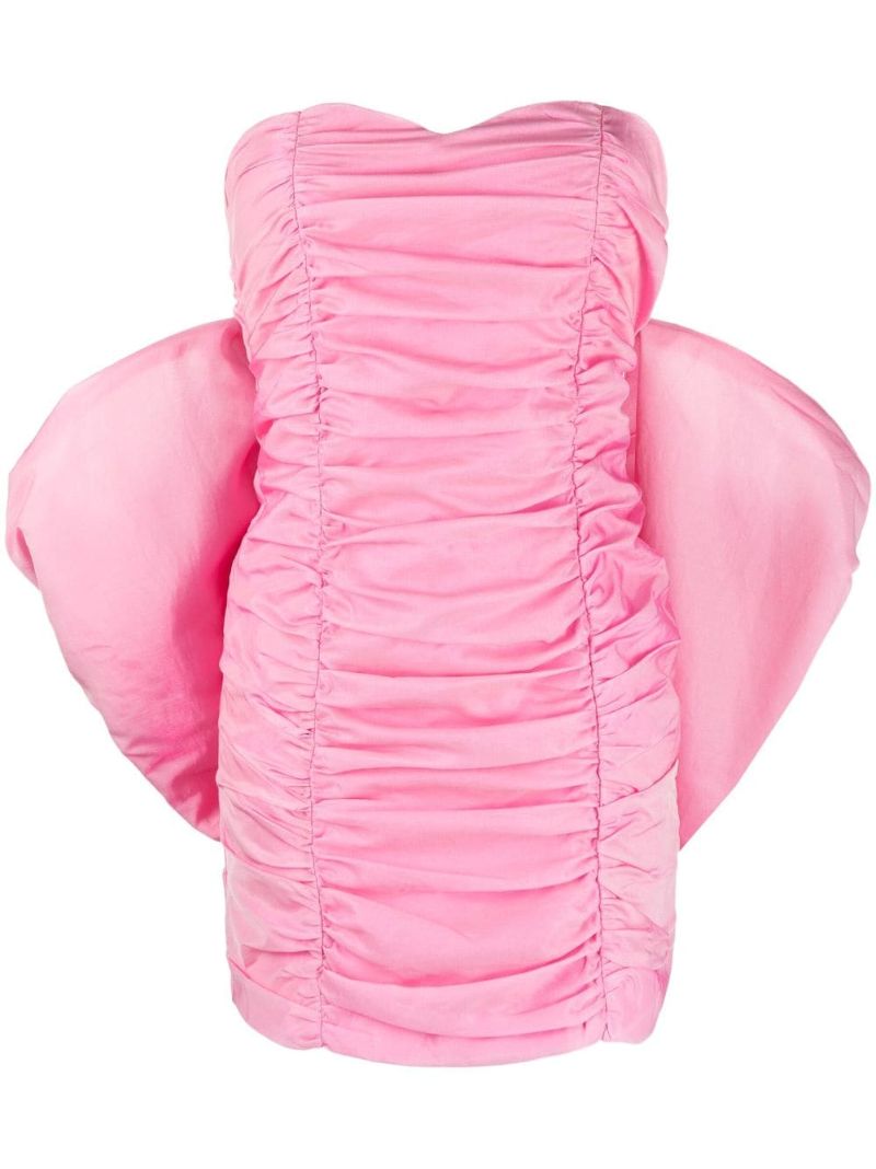 Pink Oversize-bow Ruched Mini Dress