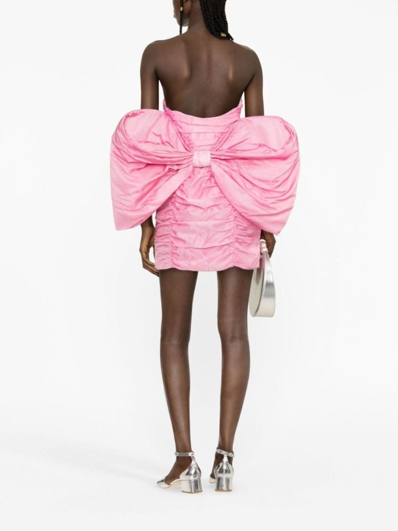 Pink Oversize-bow Ruched Mini Dress