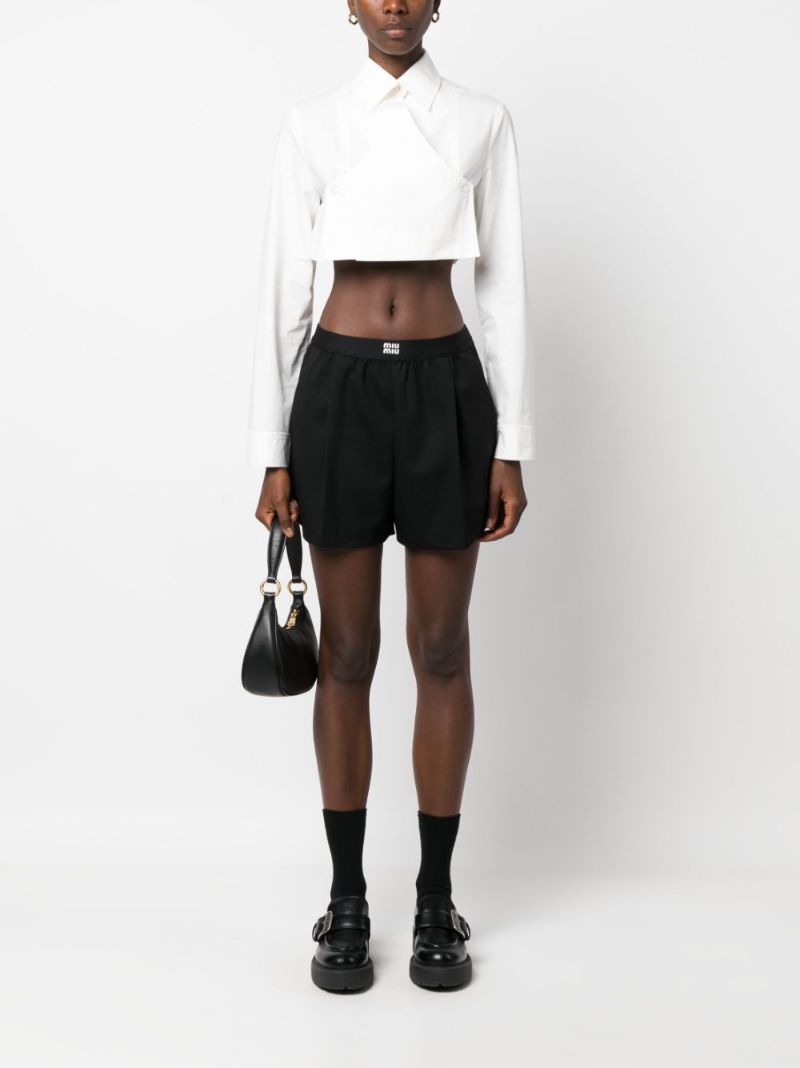 Black Logo-waistband Shorts