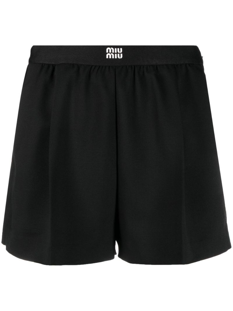 Black Logo-waistband Shorts