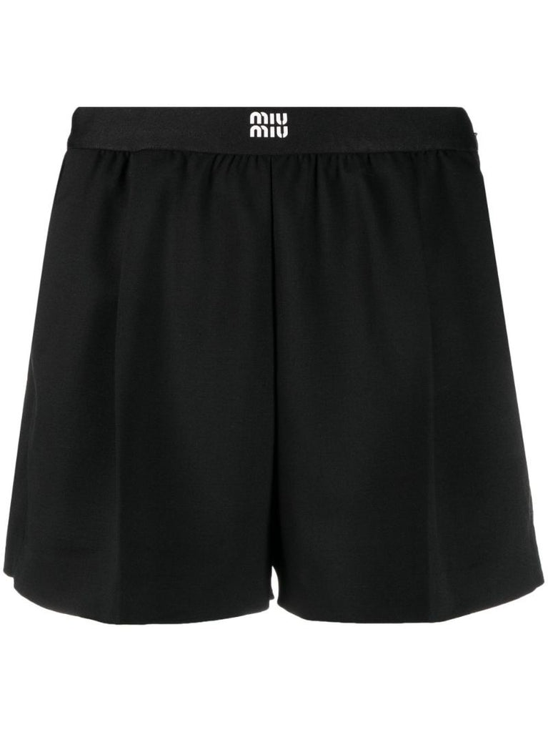 Black Logo-waistband Shorts