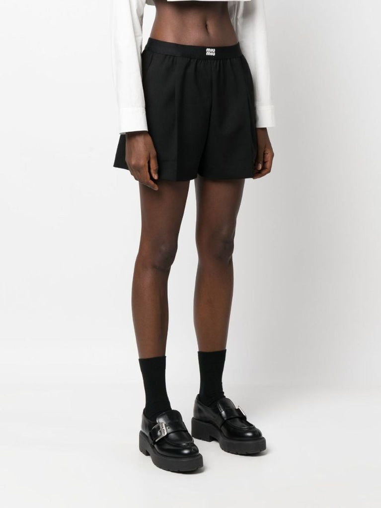 Black Logo-waistband Shorts