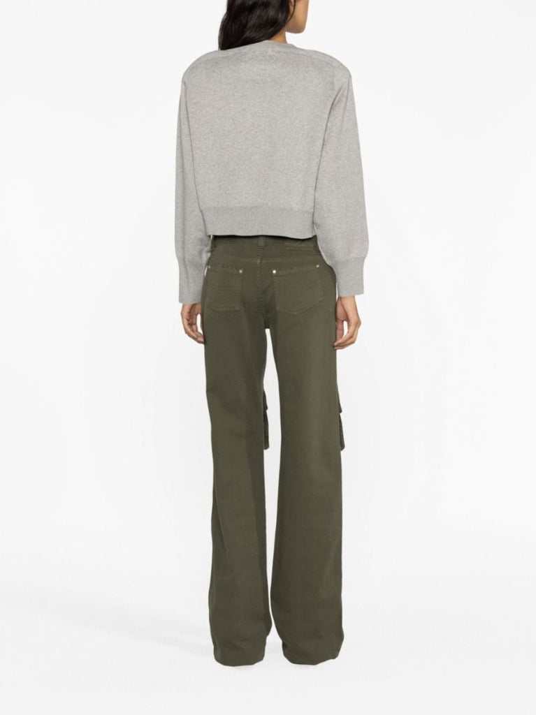Grey Crystal Logo Cropped Sweater