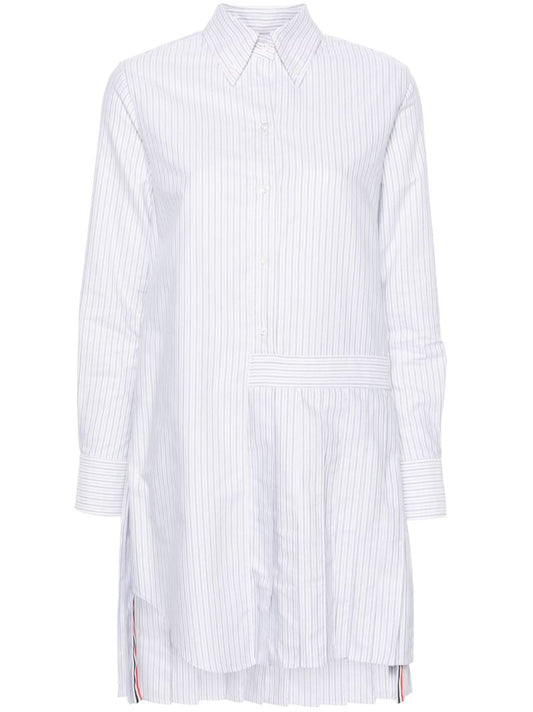 White Striped Cotton Shirtdress