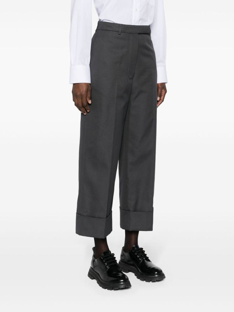 Grey High-waisted Cropped Trousers