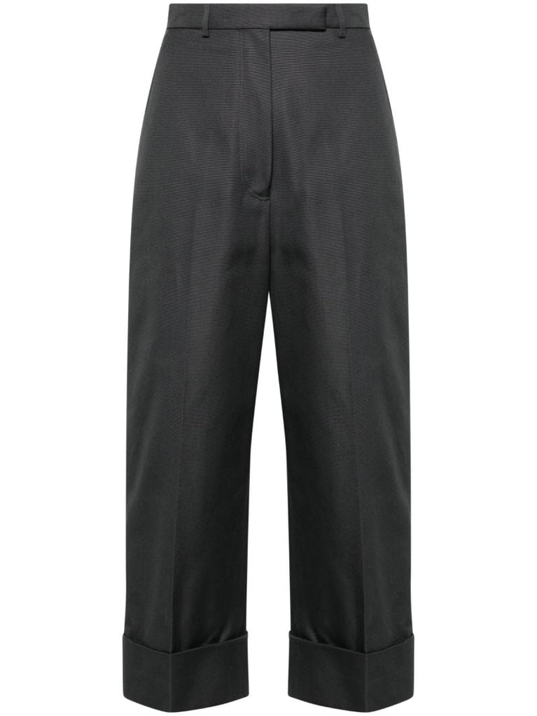 Grey High-waisted Cropped Trousers