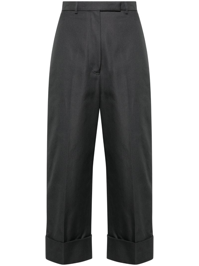 Grey High-waisted Cropped Trousers