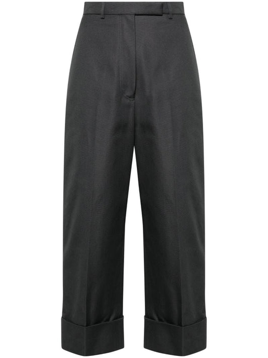 Grey High-waisted Cropped Trousers