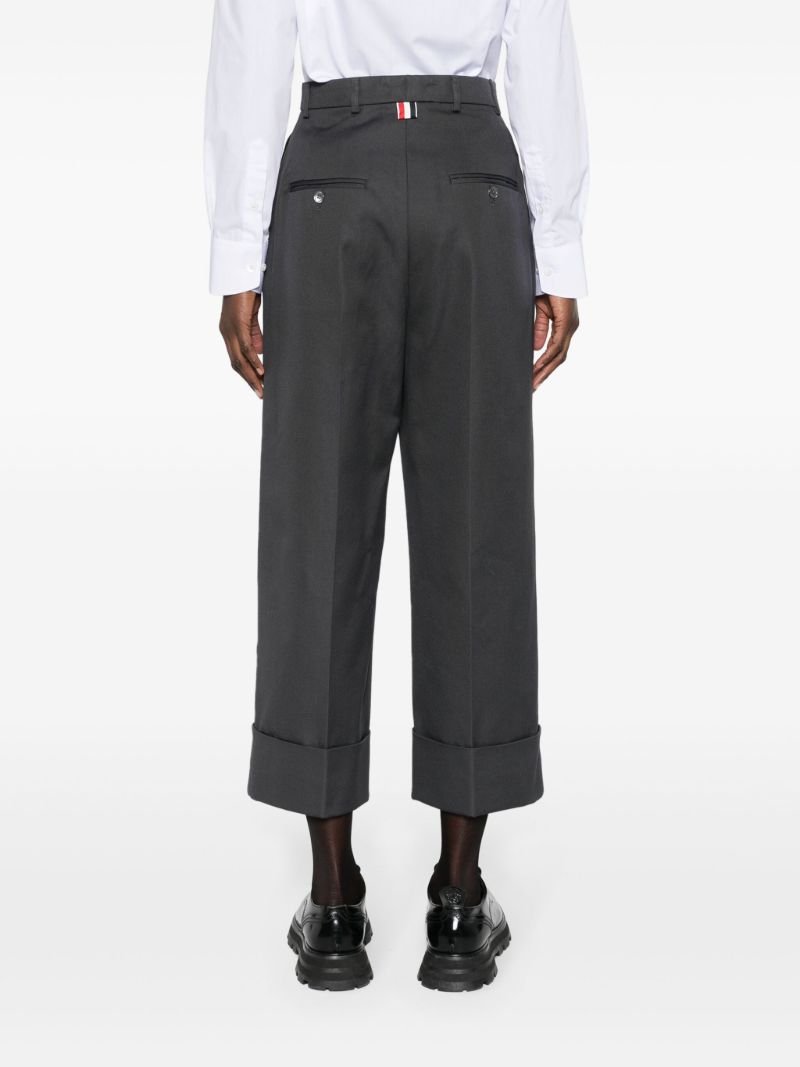 Grey High-waisted Cropped Trousers