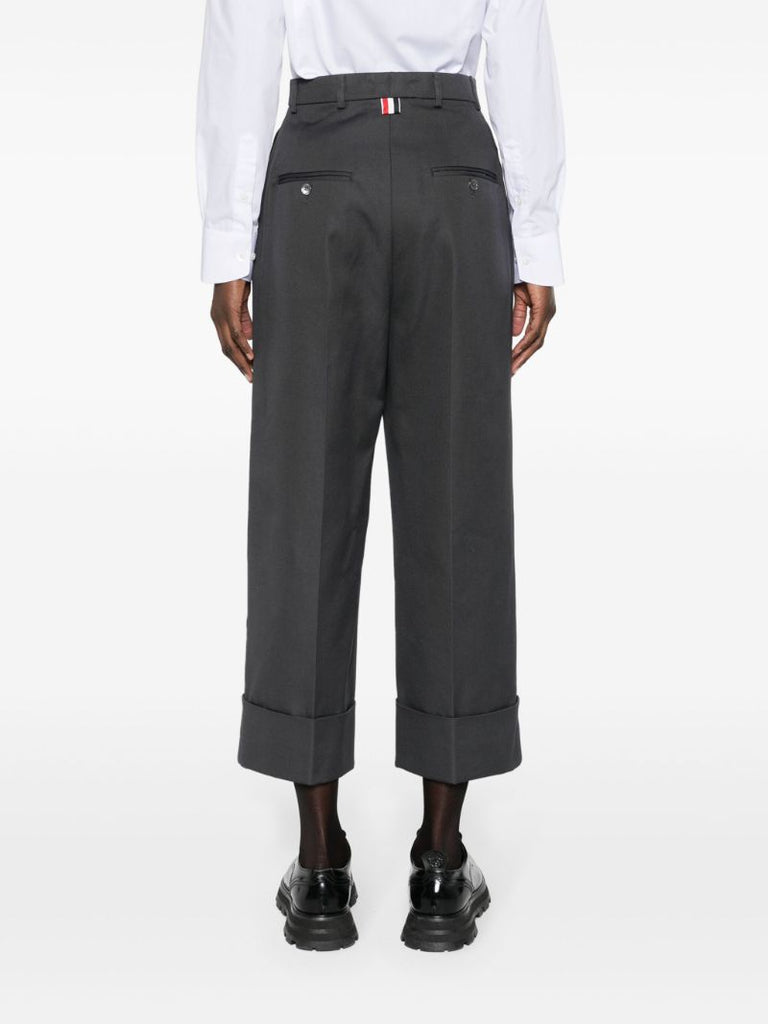 Grey High-waisted Cropped Trousers