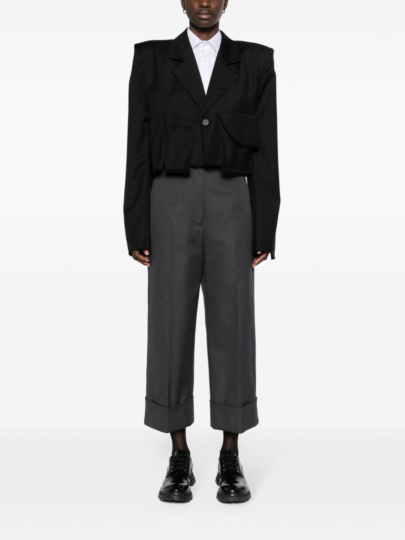 Grey High-waisted Cropped Trousers